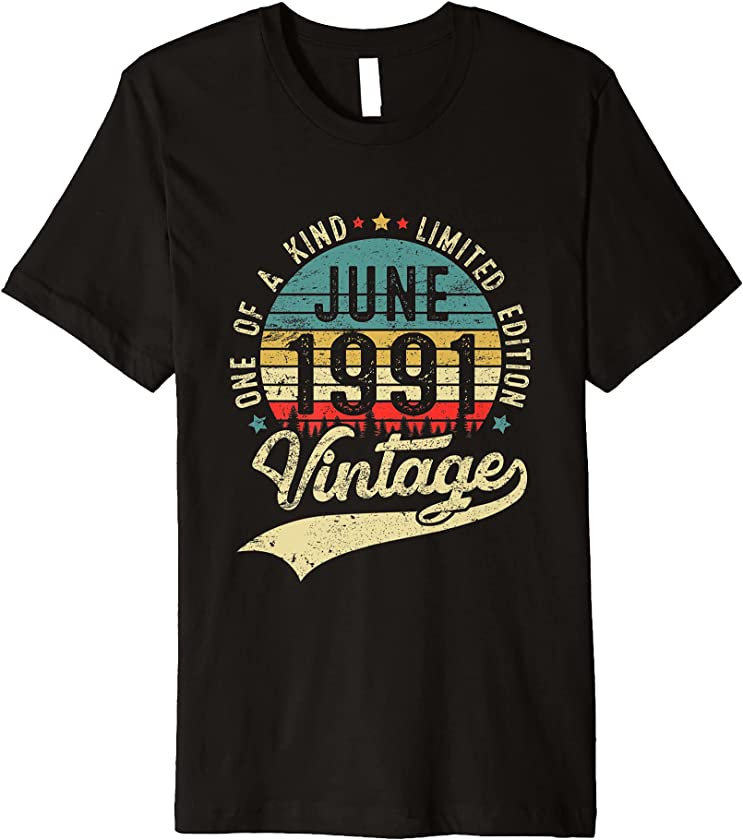 30 Year Old Vintage June 1991 30th Birthday Men Women Premium T-Shirt