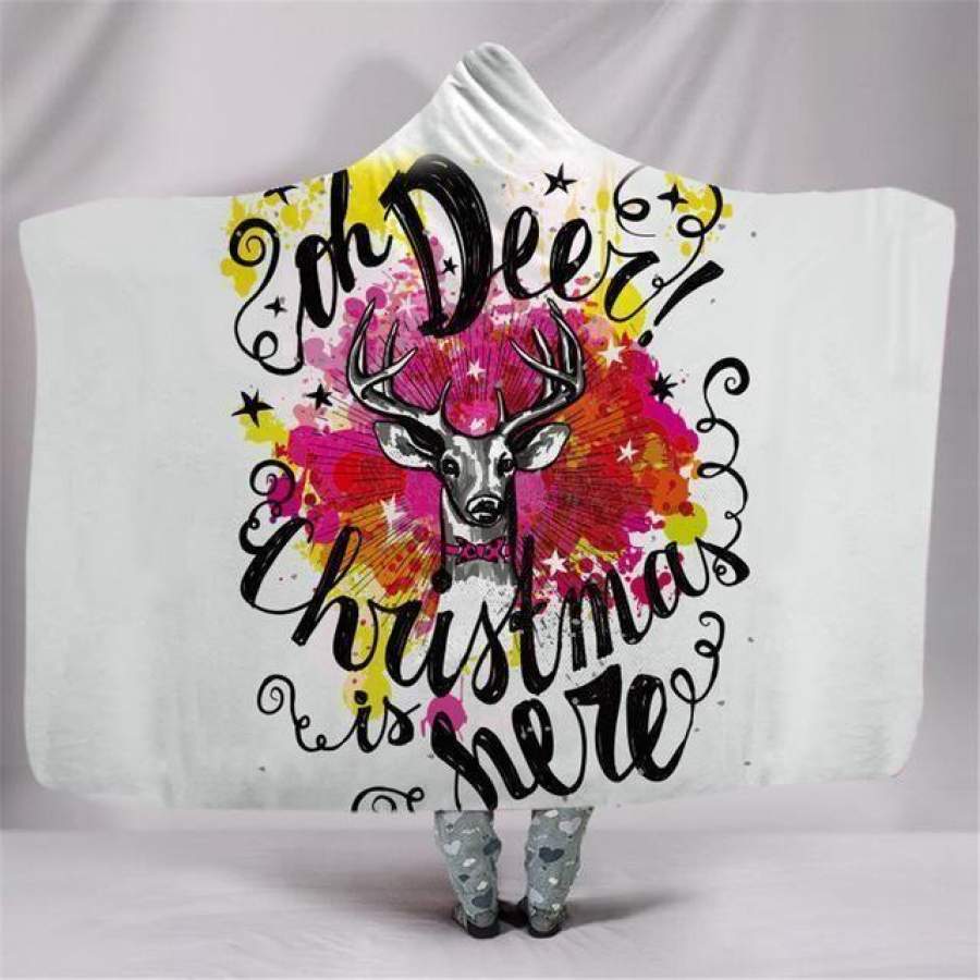 X-Mas Oh Deer Here Hooded Blanket Christmas Decoration Ideas Christmas Gift Ideas