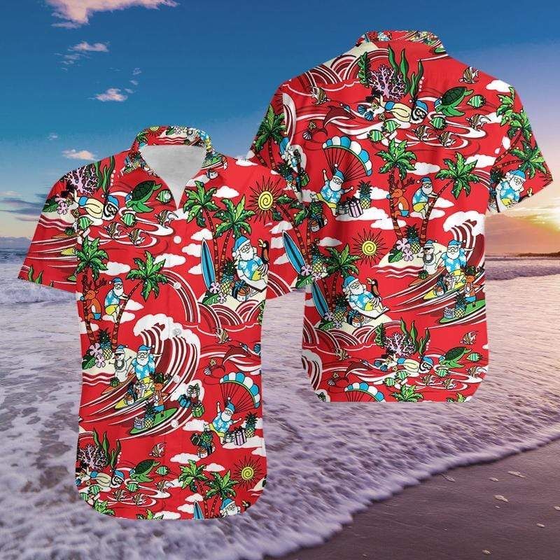 Cover Your Body With Amazing Funny Santa Claus Surfing Red Hawaii Shirts Ha94215