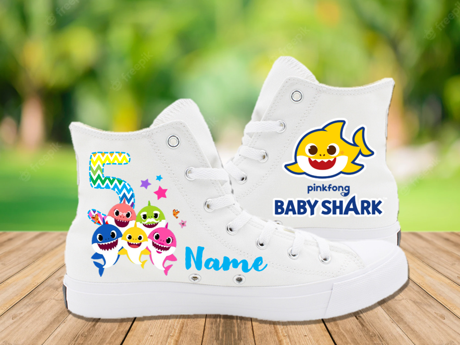 Baby Shark Birthday Party Personalized High Tops Sneaker Shoes – Bsp0027