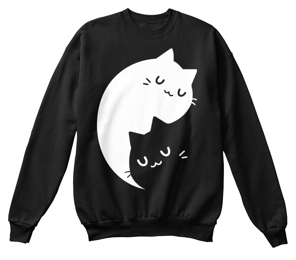 Cat Yin And Yang Oriental Cute Gift For Cat Lovers Men Women Standard Crew Neck Sweatshirt