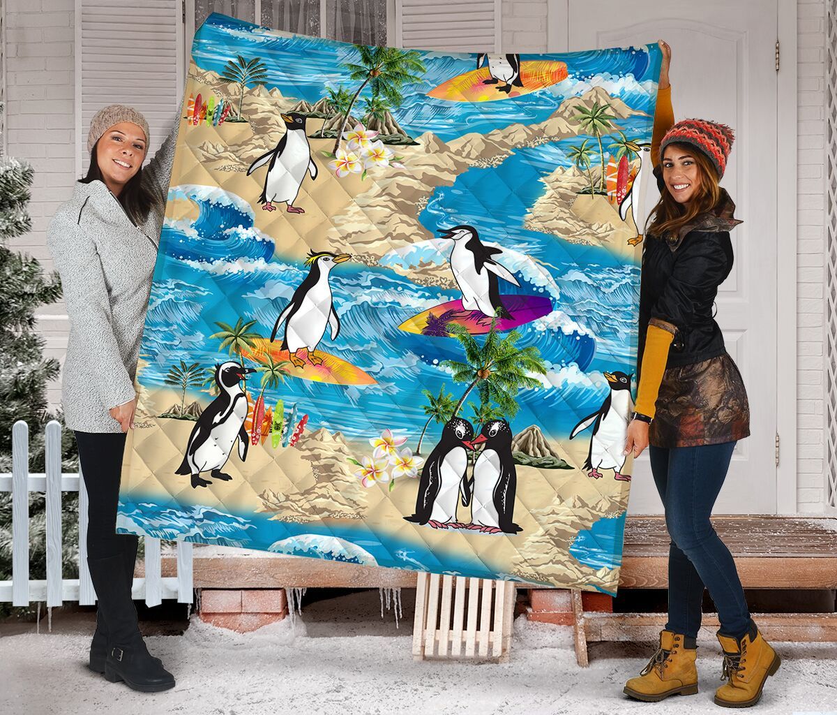 Penguin Beach Vacation G5813- Quilt Blanket