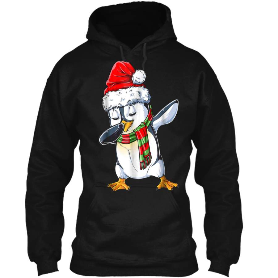 Dabbing Penguin Santa Christmas Girls Boys Kids Gift Pullover Hoodie 8 oz