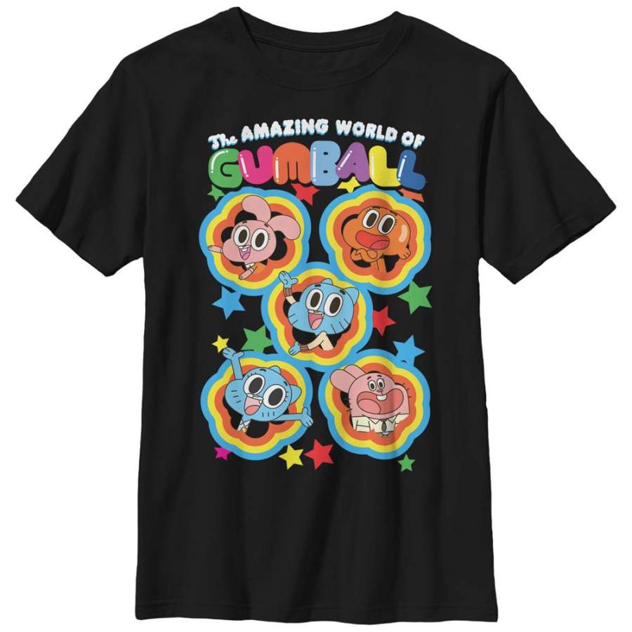 The Amazing World of Gumball Boy’s Watterson Family Stars  T Shirt Black S