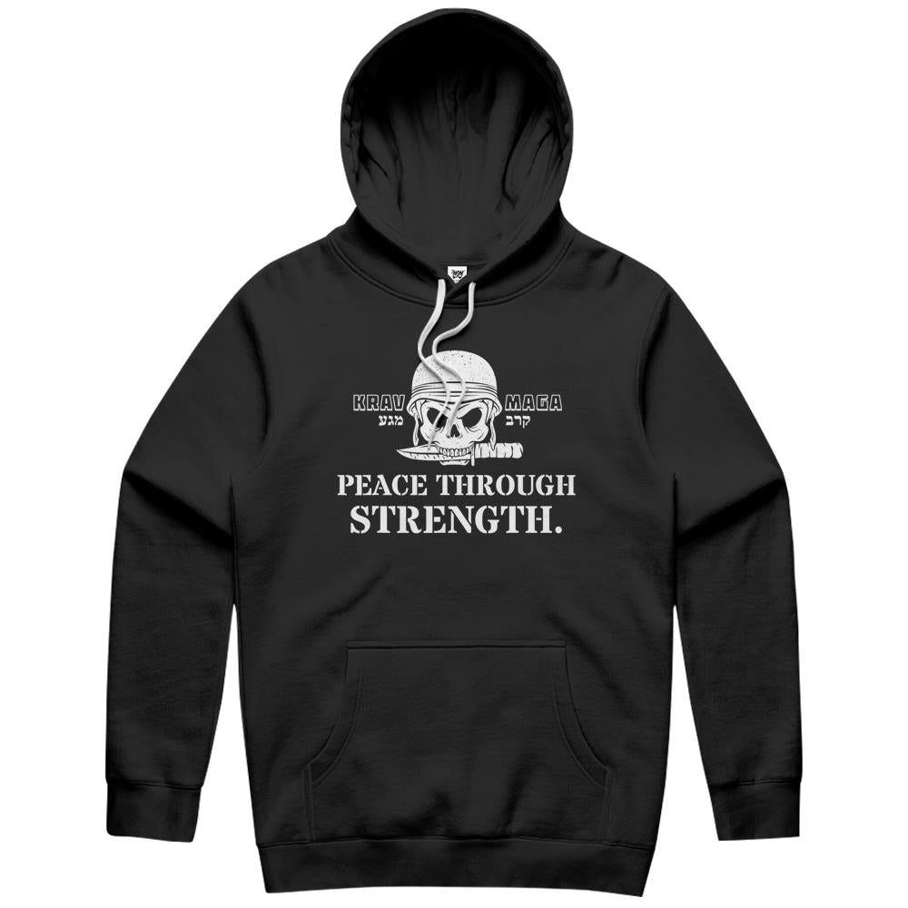 Krav Maga Hebrew Symbol Skull Army Peace Through Strength Hoodie