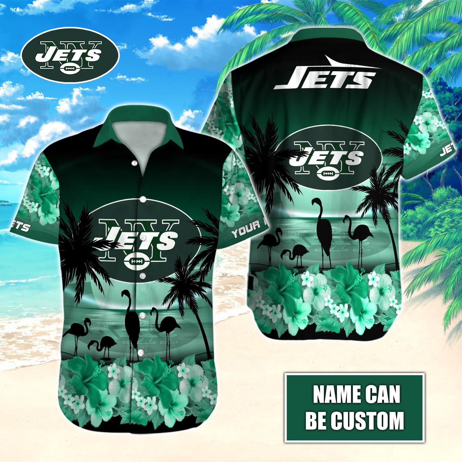 New York Jets Custom Name Hawaiian Shirt T-40718 - Funnymugsandshirts Fashion