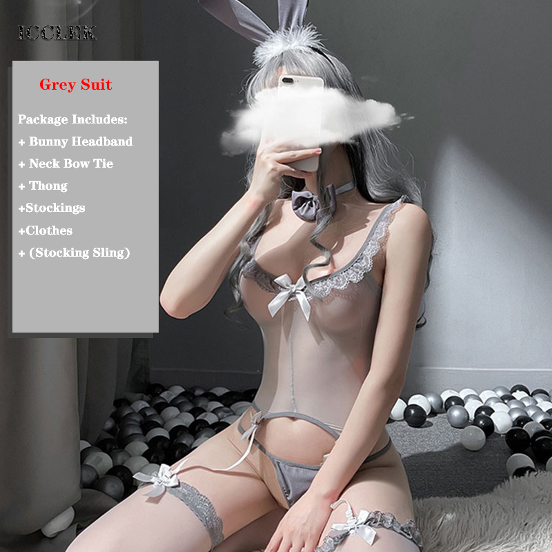 Bunny Girl Uniform Temptation Transparent Stockings Suit Cosplay Sexy Lingerie Women’s Underwear Sex Set Exotic Role-Playing 18 alx