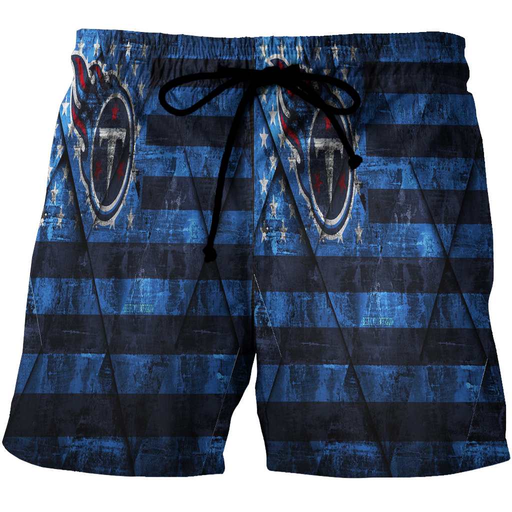 Tennessee Titans American Flag V13 3D All Over Print Summer Beach Hawaiian Short