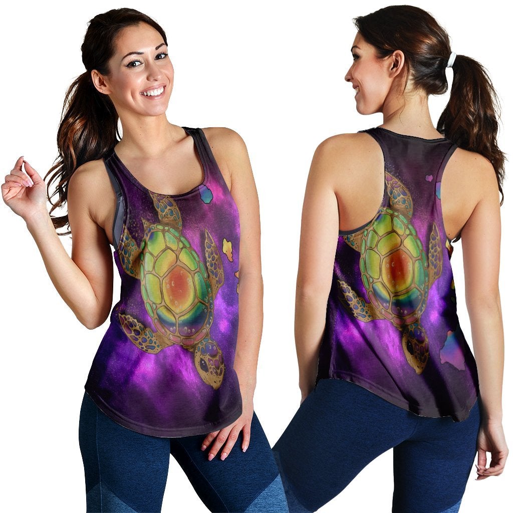 Hawaiian Map Turtle Galaxy Racerback Tank Purple Ha44883