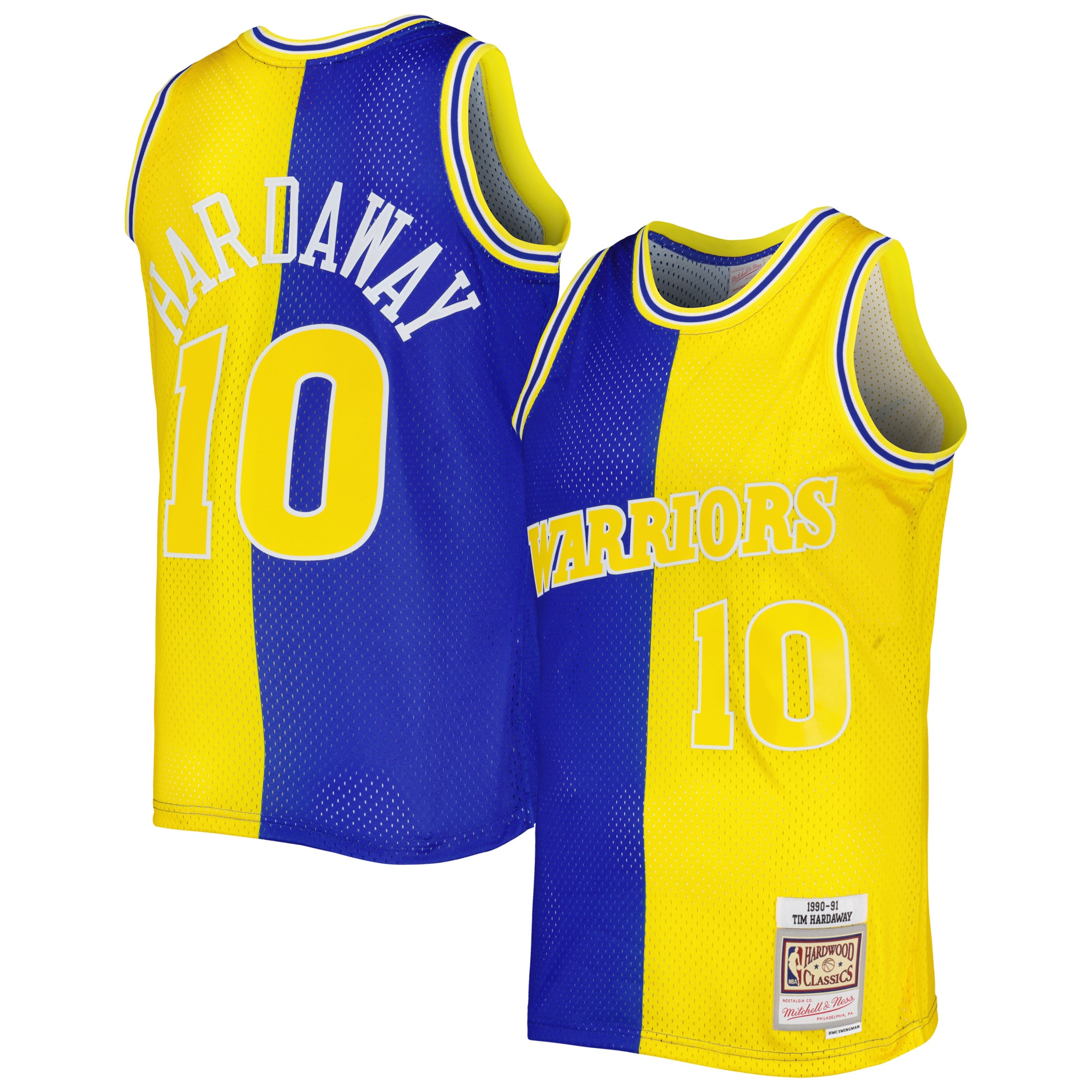 Tim Hardaway Golden State Warriors Mitchell & Ness Hardwood Classics 1990/91 Split Swingman Jersey – Royal/Gold