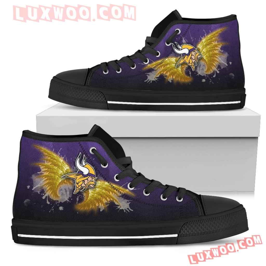 Angel Wings Minnesota Vikings High Top Shoes Sport Sneakers