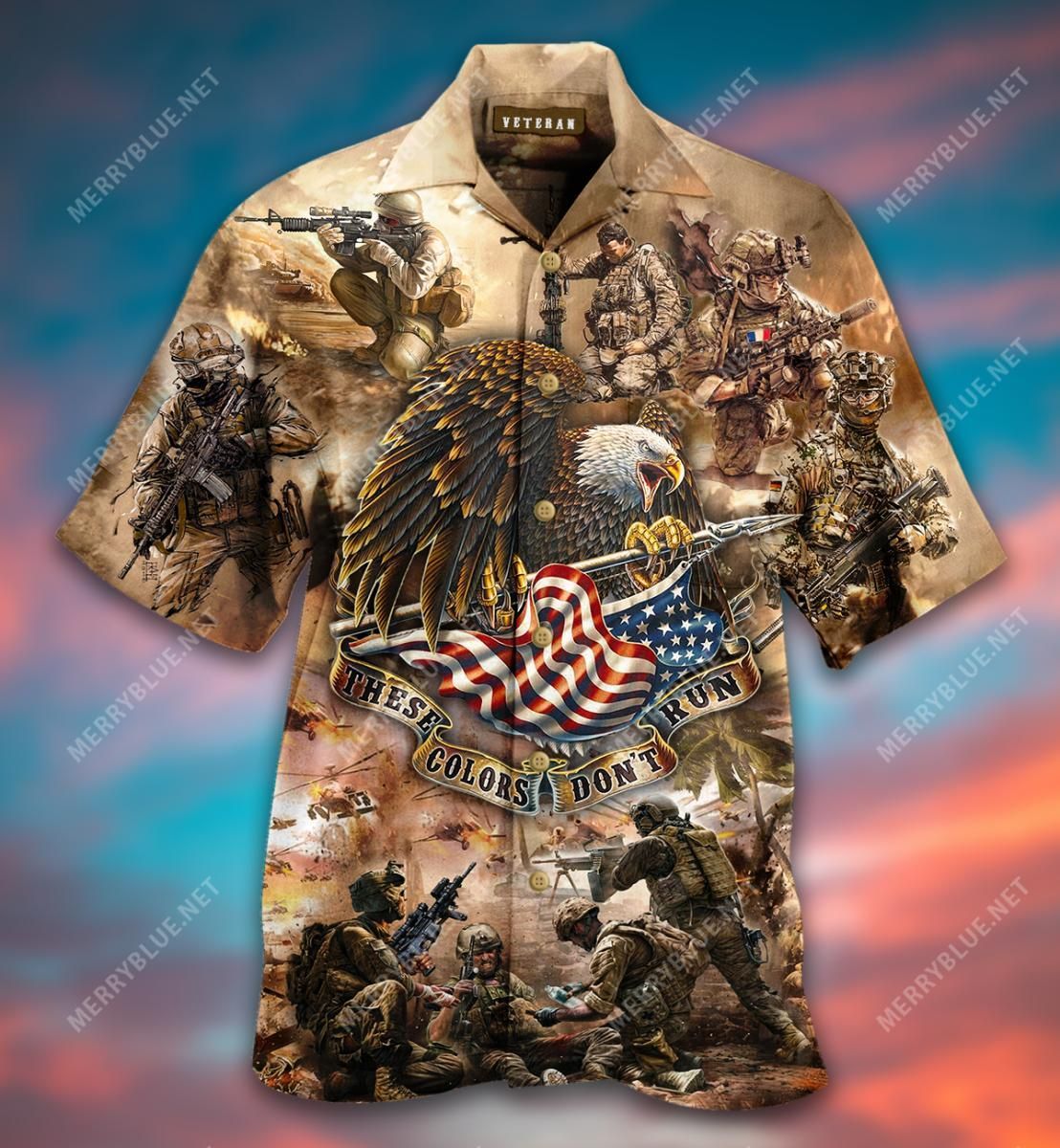 Veteran Eagle These Colors Don’T Run Aloha Hawaiian Shirt Colorful Short Sleeve Summer Beach Casual Shirt For Men And Women