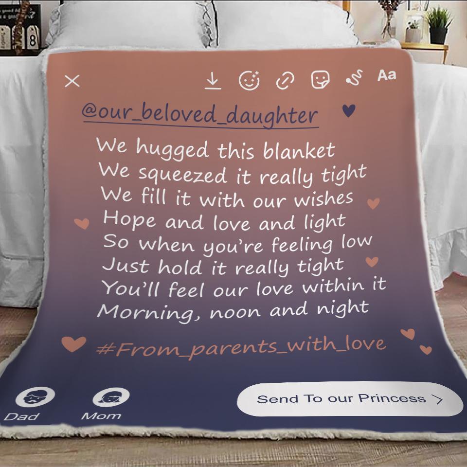 We Hugged This Blanket From Parents With Love Blanket Gift For Daughter From Dad & Mom Birthday Gift Home Decor Bedding Couch Sofa Soft And Comfy Cozy