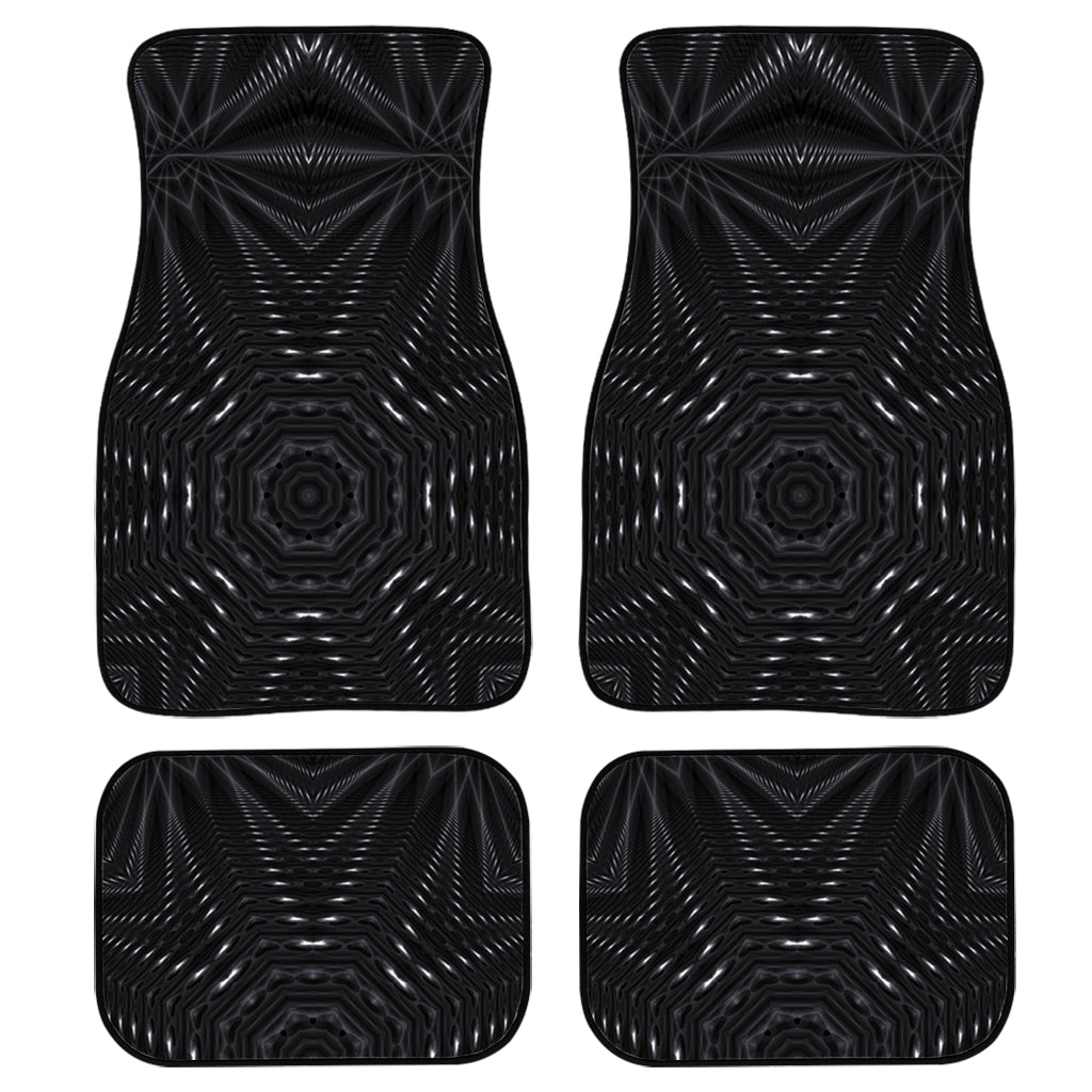 Black Kaleidoscope Print Front And Back Car Floor Mats, Front Car Mat