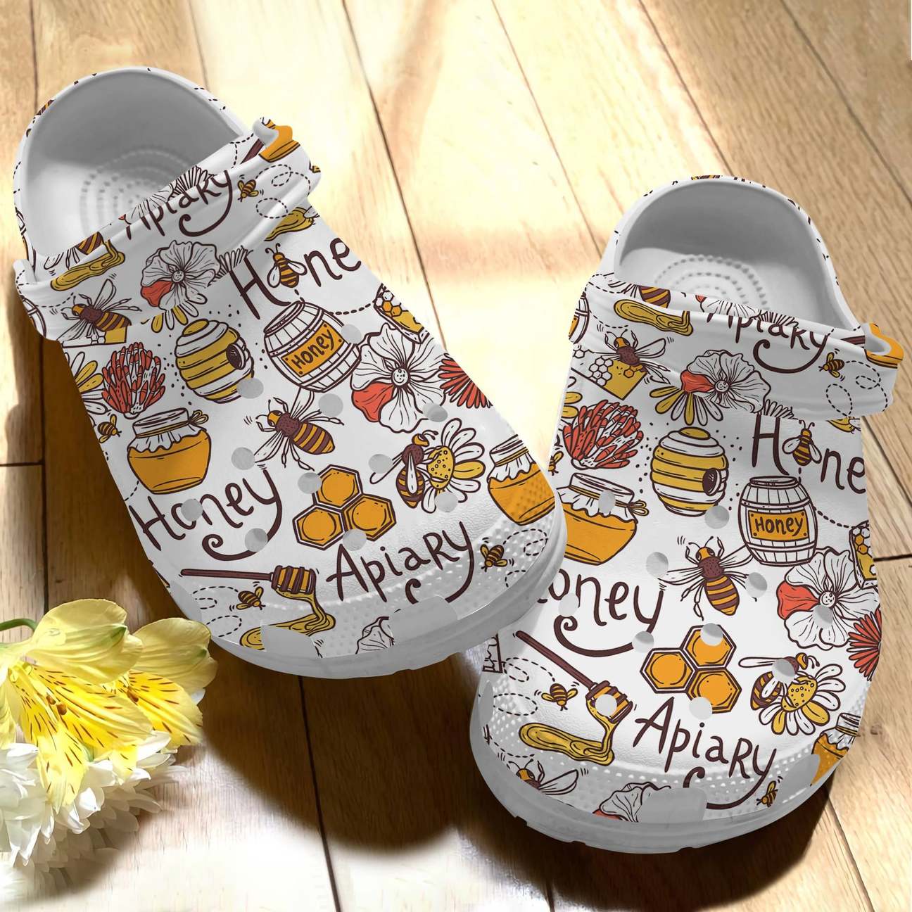 Bee Personalized Clog, Custom Name, Text The Apiary, Fashion Style For Women, Men, Kid, Print 3D