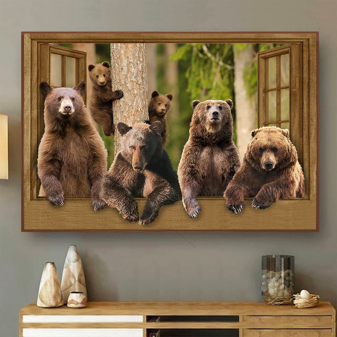 Bear 3D Wall Art Painting Art Wild Animals Home Decoration Gift For Friend No Frame