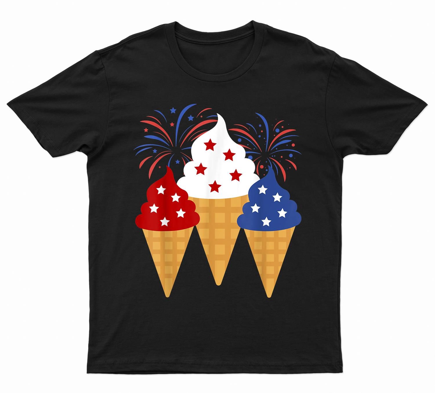 Memorial Day 4Th Of July Holiday Patriotic Ice Cream Cones T-Shirt