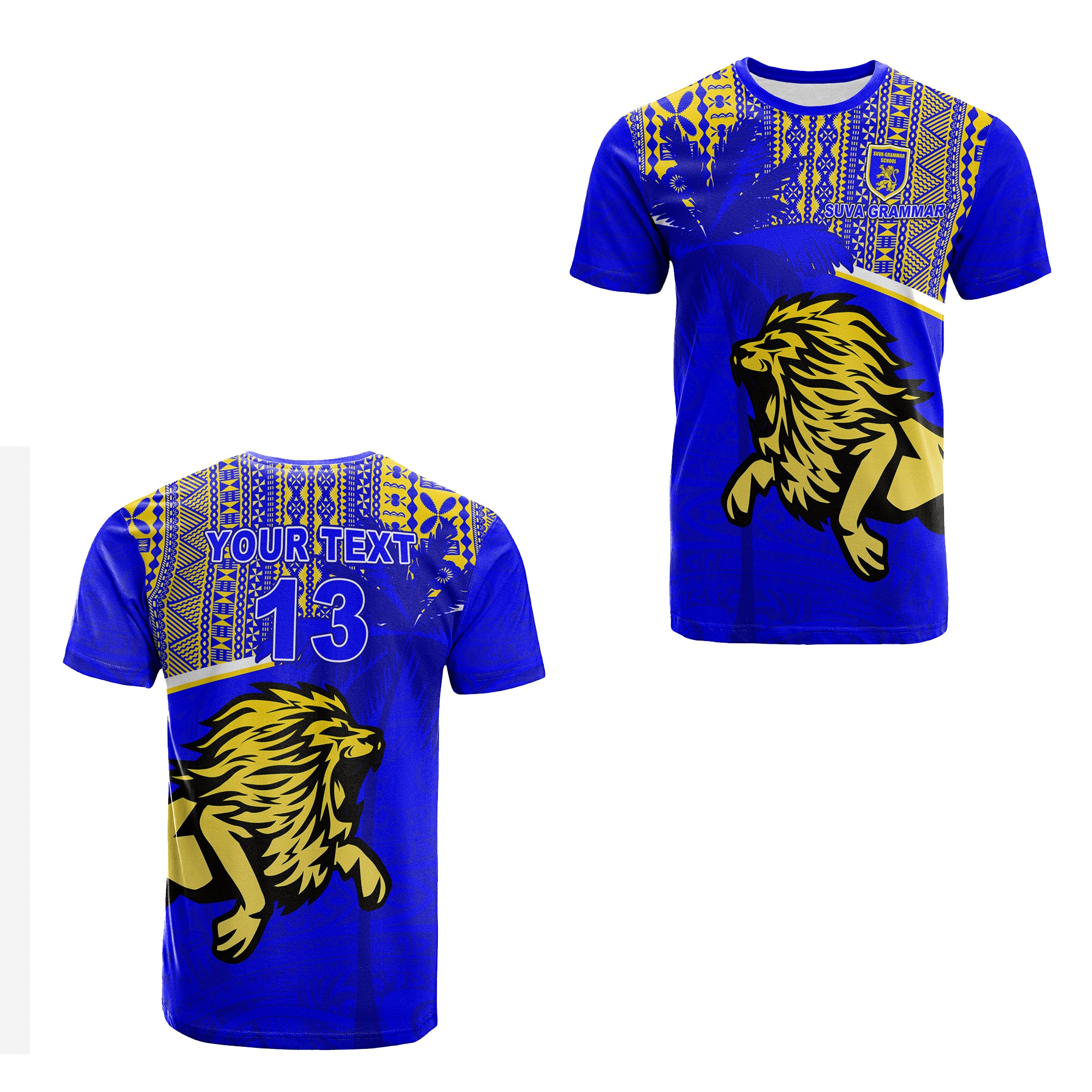 (Custom Personalised) Suva Grammar School T Shirt Spirit Lion – Custom Text And Number Lt13