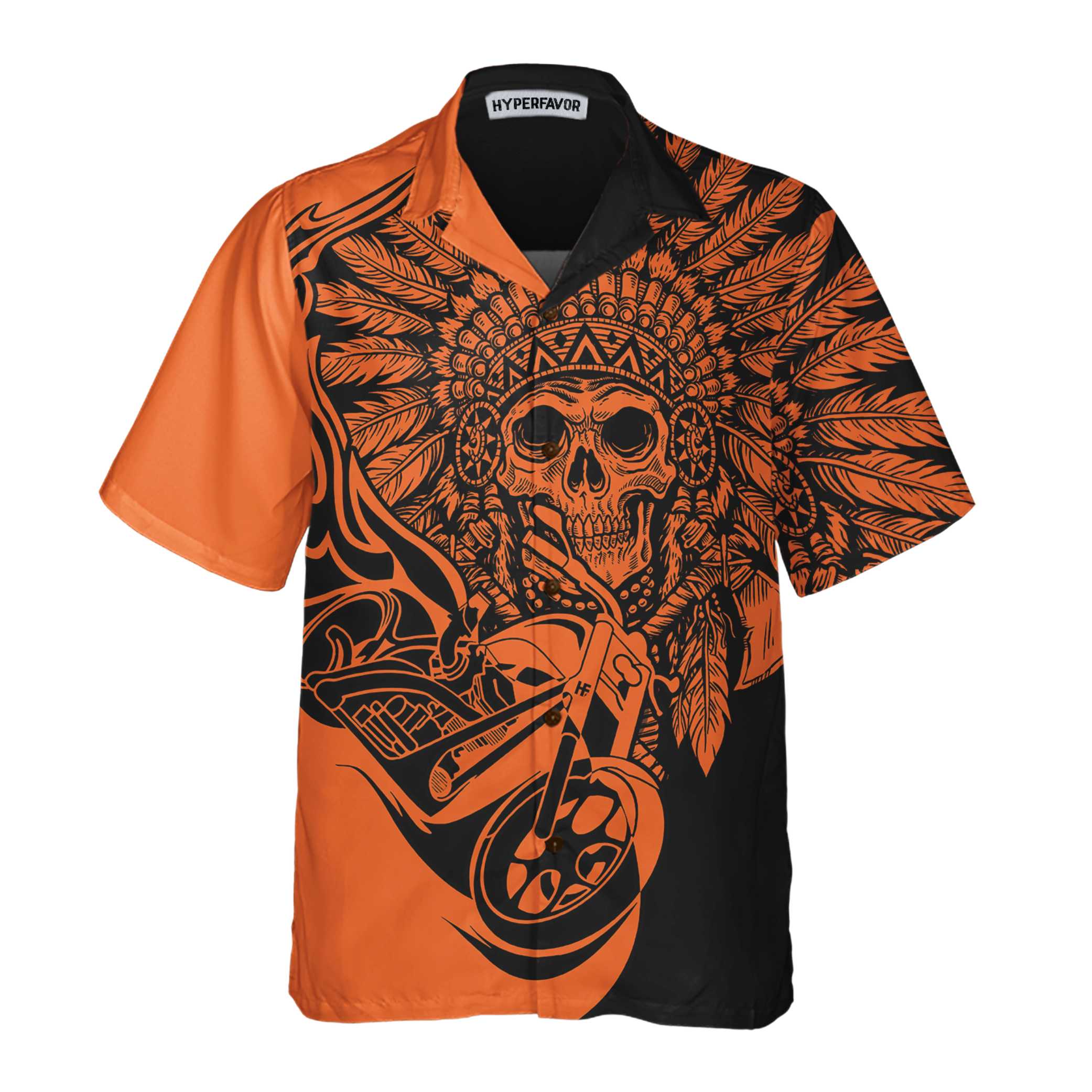 Fire Racing Skull Biker Native American Motorcycle Hawaii Gift For Ha31416