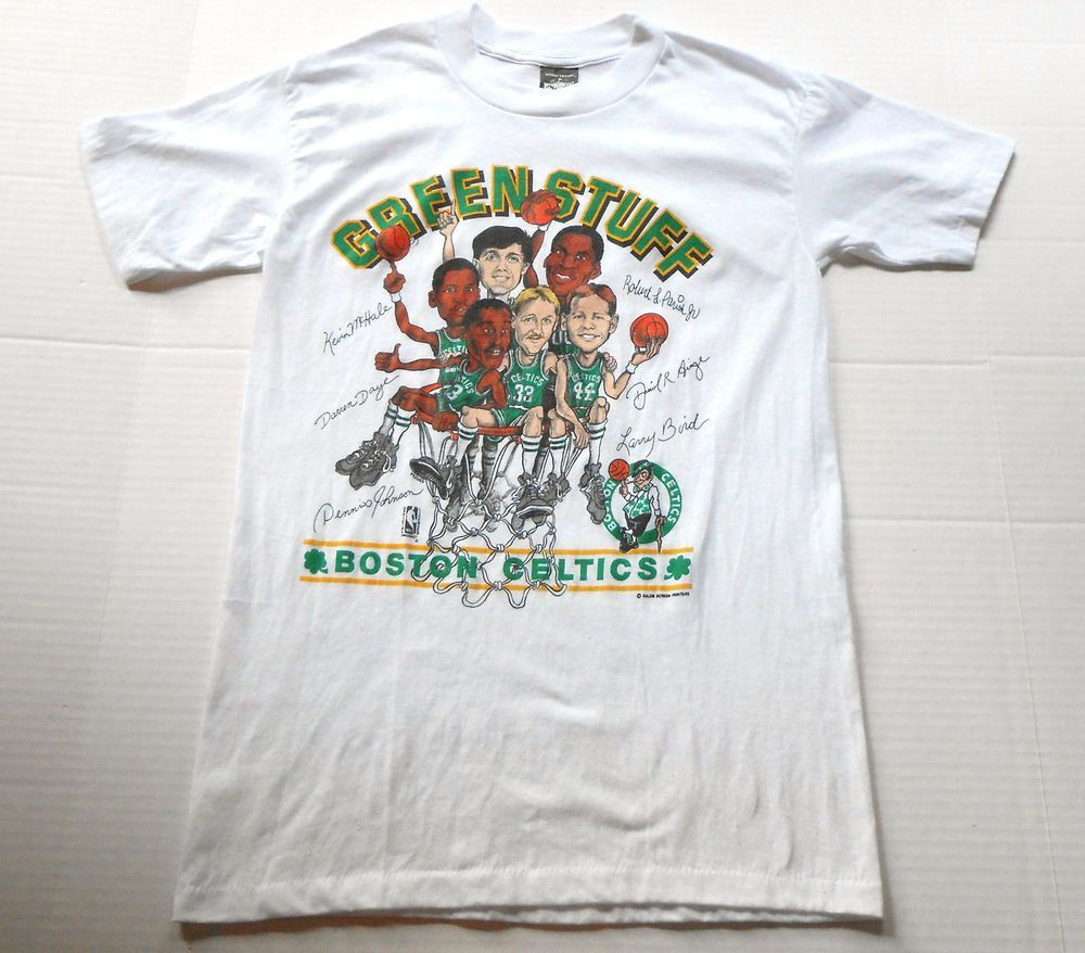 Vintage 1980S Boston Celtics Green Stuff Caricature 50 50 Shirt