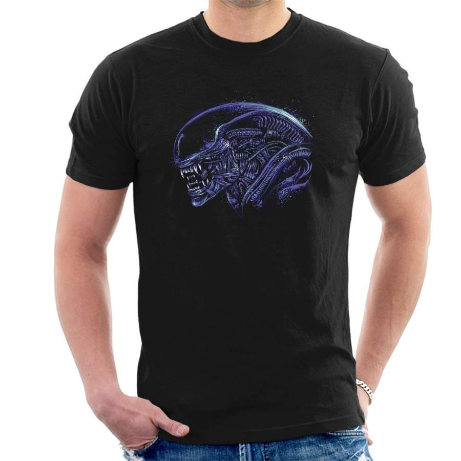 Aliens Space Nightmare Purple Men’s T-Shirt