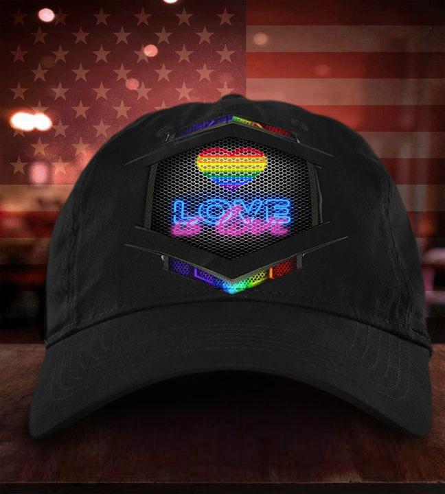 Love Is Love Lgbt 3D Hat Lgbt Colorful Heart Hat Gay Pride Rainbow Gift For Friend Classic Cap