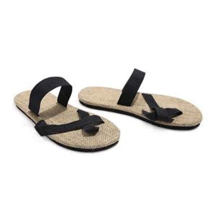 Summer Couples Soled Shoes Straw Flax Linen Lover Men Women Unisex Beach Slipper Herringbone Toe Sandals Home Slipper