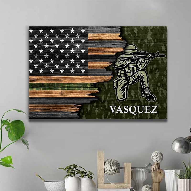 [Personalized Name] Half Thin Green Line – Army – Gift For Home Decor, Best Gift Idea – Canvas Print