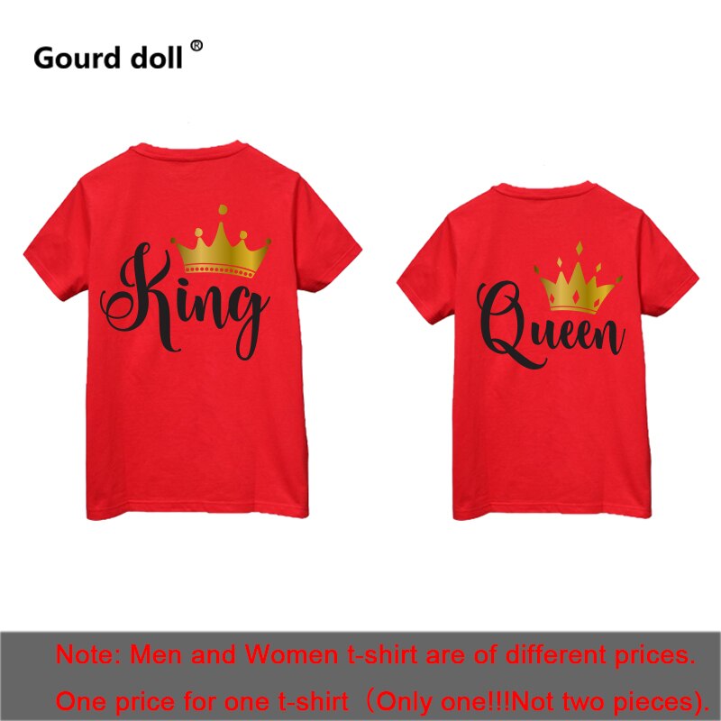 behind King Queen Printing Lover Couples Tee Shirt Harajuku Womens T-shirt Crown Printing Couple Clothes Summer Women Man Tops alx