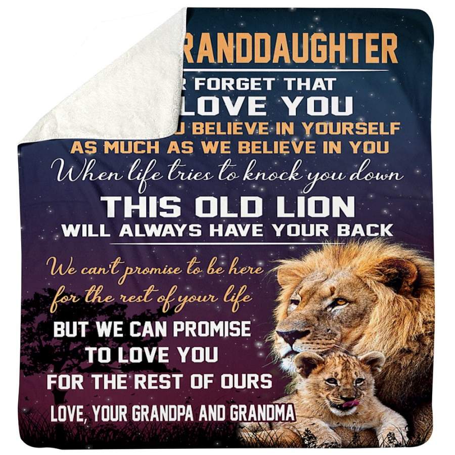 Lions Love Message Of Grandpa And Grandma To Granddaughter Sherpa Blanket