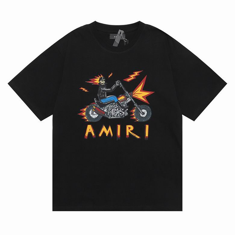 Amiri Letters Motorbike Print Basic Cotton T-Shirt - Black
