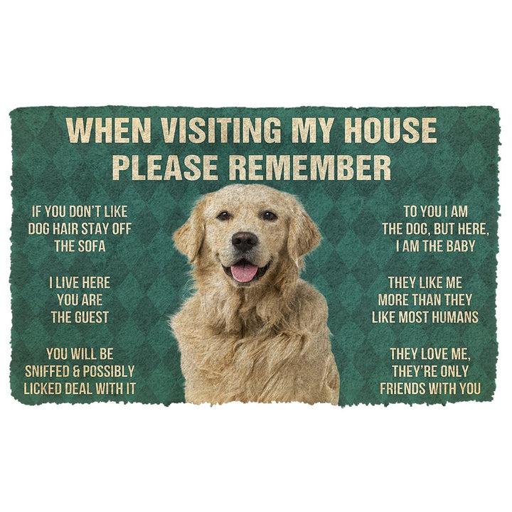 Waybackapparel Please Remember Golden Retriever Dog’S House Rules 3D Doormat