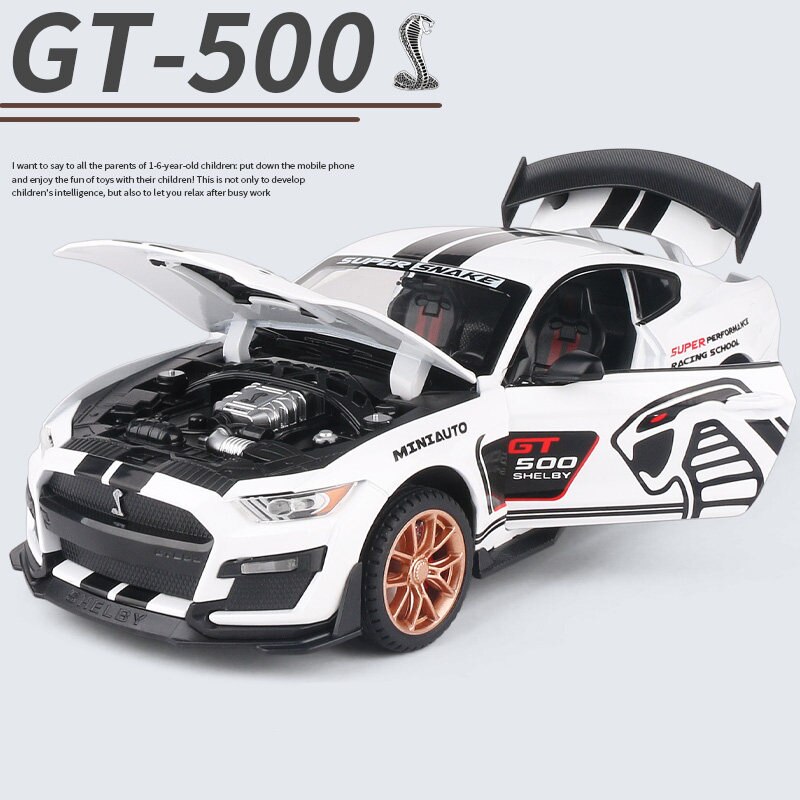 1/24 Ford Mustang Shelby GT500 Alloy Sports Car Model Diecasts Metal Toy Car Model Simulation Sound Light Collection Kids Gifts alx