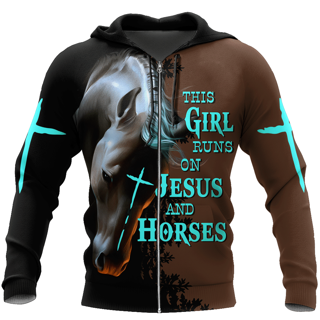 This Girl Run On Jesus And Horse Jesus All Over Printed Hoodie