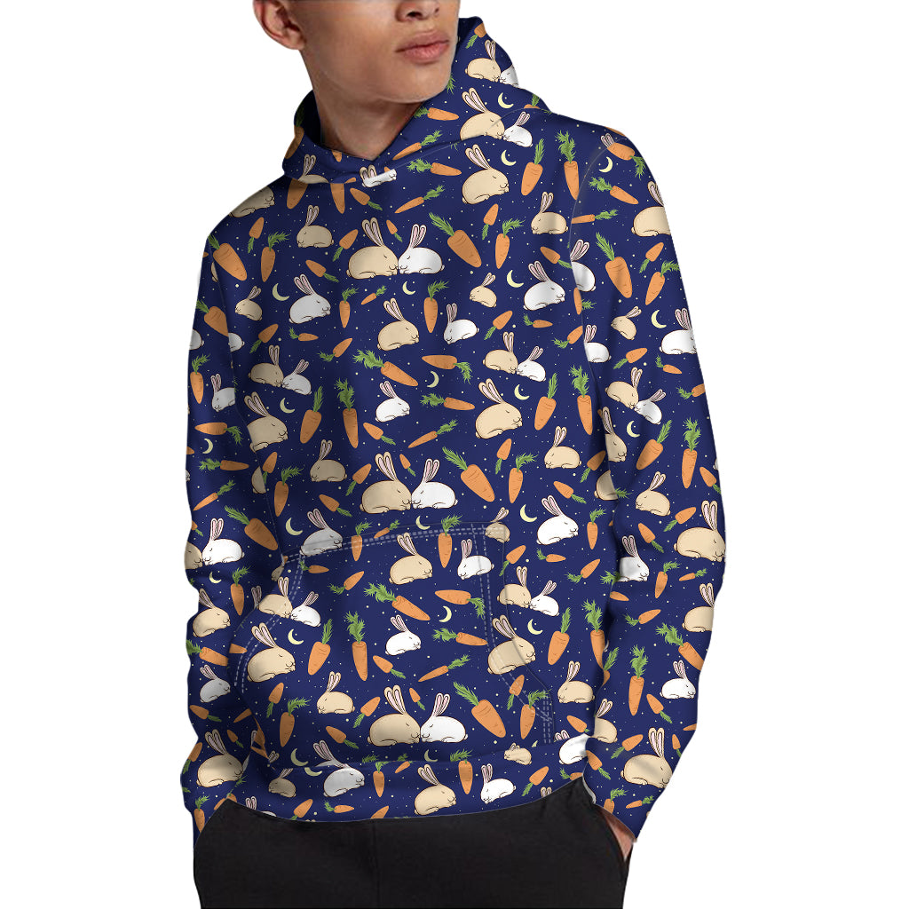 Carrot And Rabbit Pattern Print Pullover Hoodie