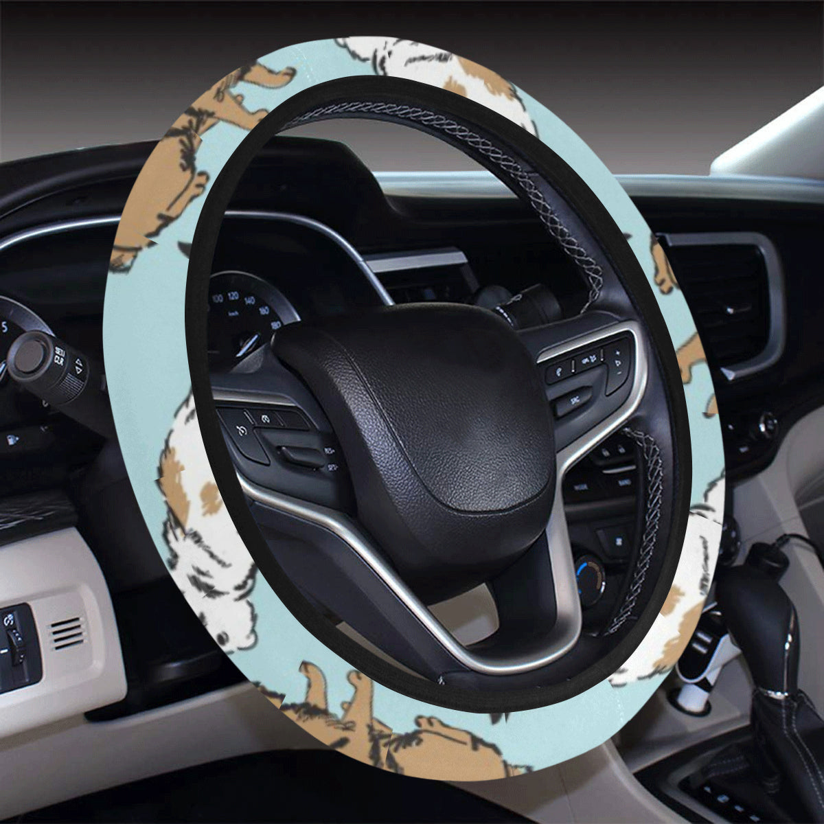 Rabbit Pattern Print Design Rb018 Steering Wheel Cover With Elastic Edge