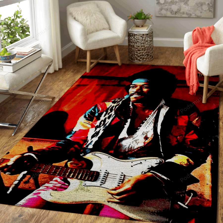 Jimi Hendrix Guitar 7 – Music Legend Art For Fans Area Rug Living Room Car …