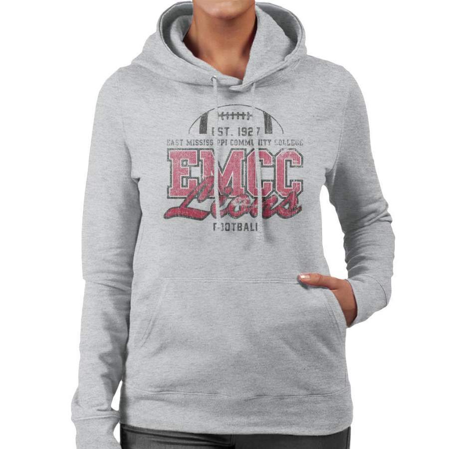 East Mississippi Community College Dark Distressed Lions Women’s Hooded Sweatshirt