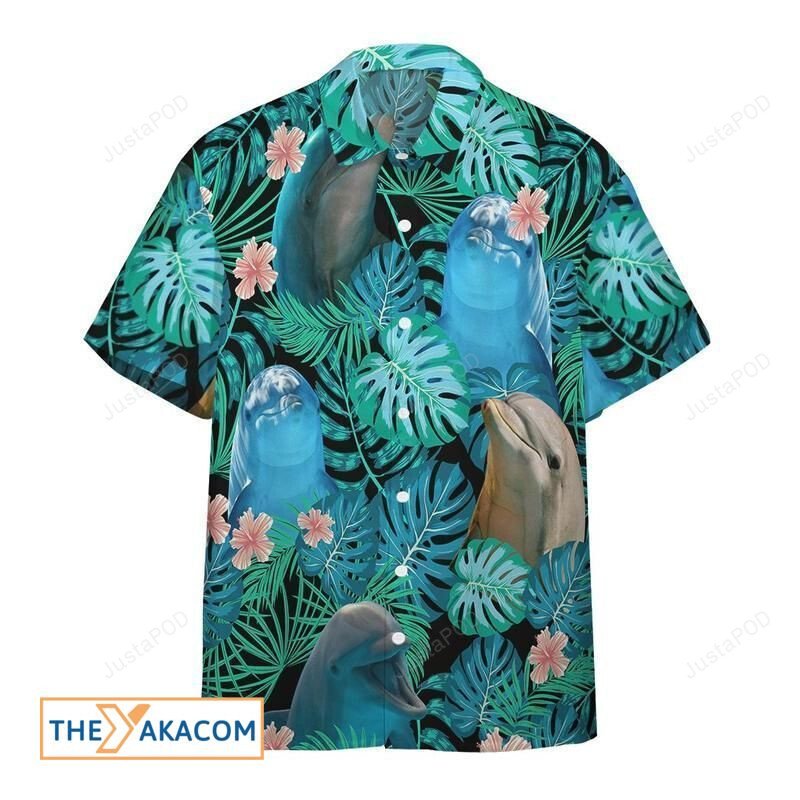 Amazing Dolphin Hide On Tropical Flower Hawaiian Shirt