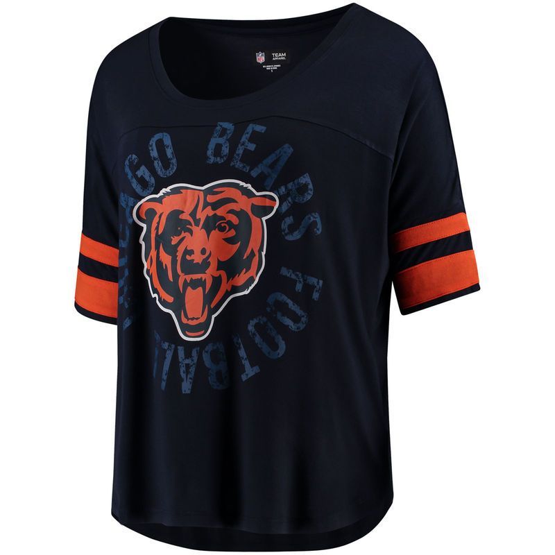 5Th Ocean By New Era Navy Chicago Bears Novelty Dolman Sleeve Scoop Neck T Shir Shirt