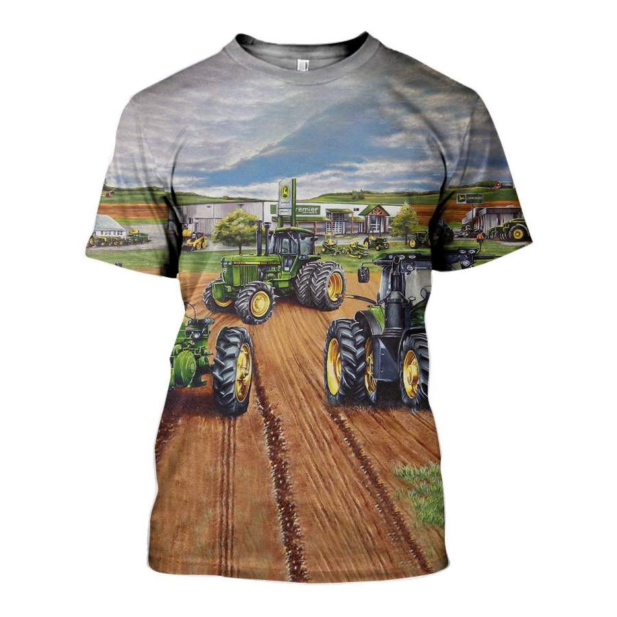 3D All Over Printed  JD Tractor Painting Shirts and Shorts