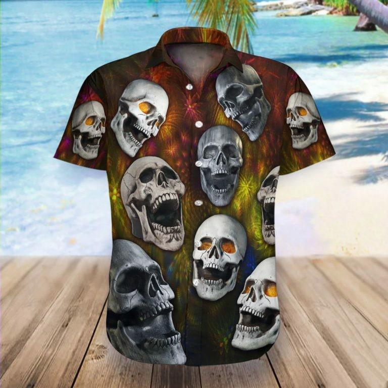 Laugh Skull Print Hawaii Shirt Crazy Funny Hawaii Vintage Hawaii Ha72414