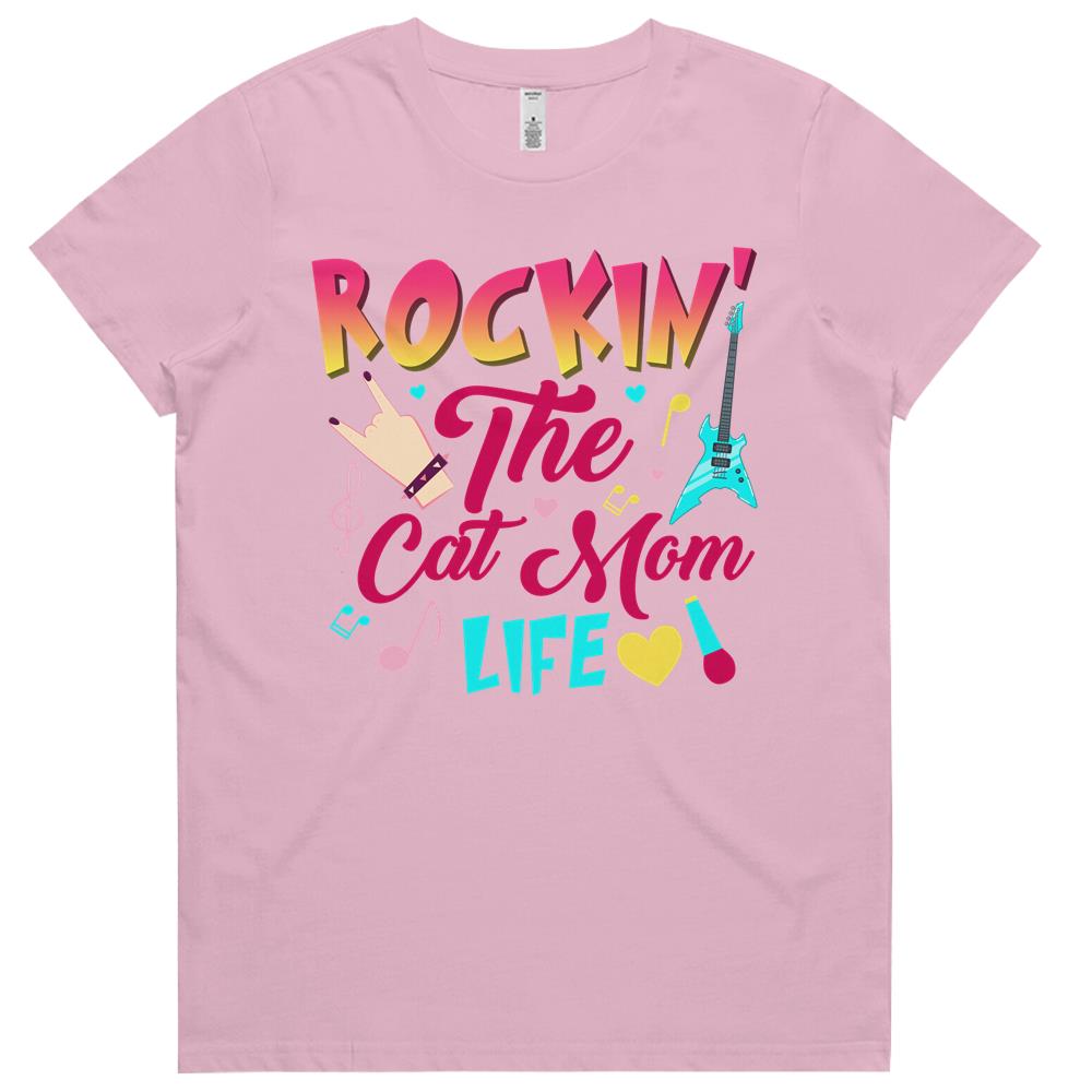 Rockin’ The Cat Mom Life Kitten Lovers Womens Tshirts