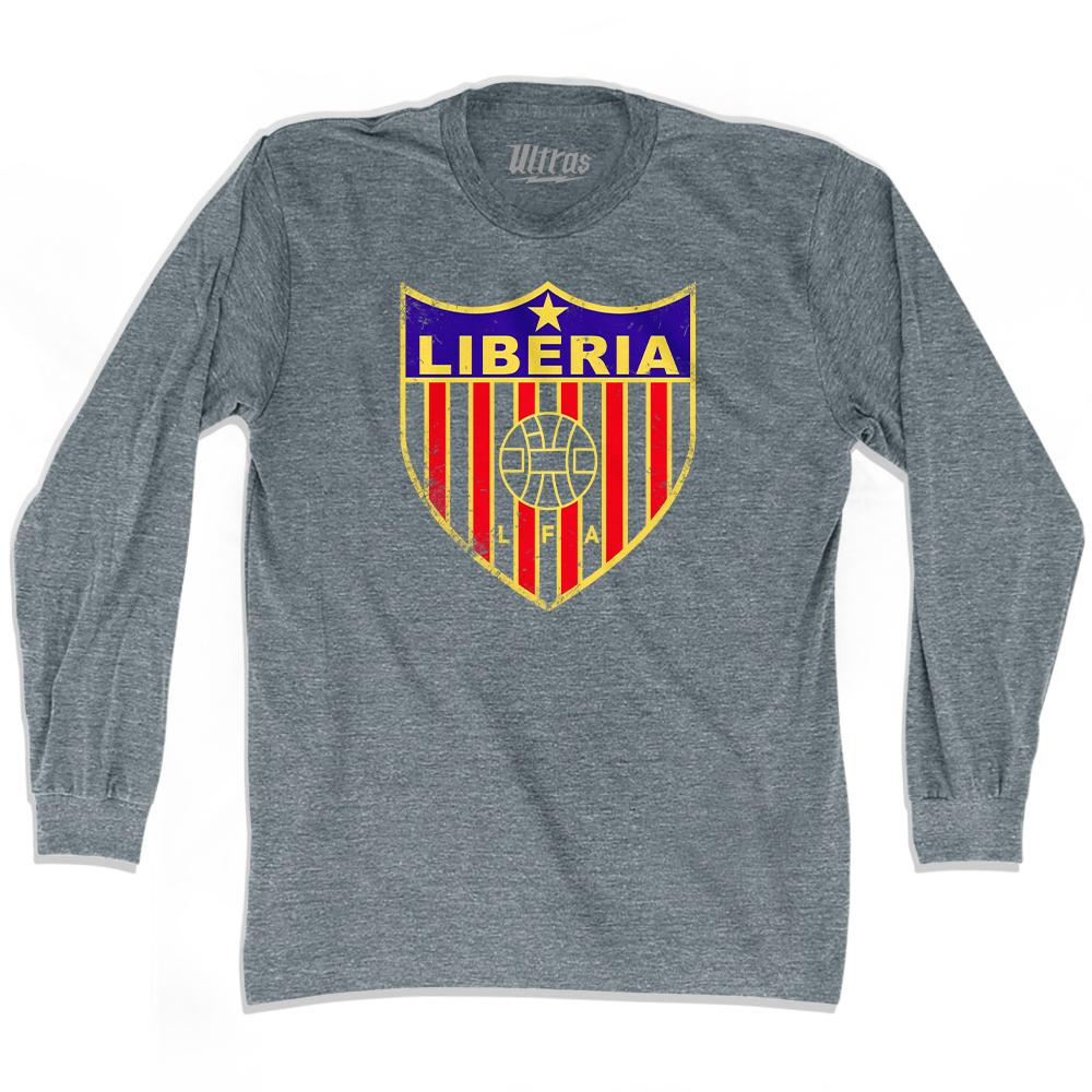 Vintage Liberia Soccer Crest Adult Tri-Blend Long Sleeve T-Shirt