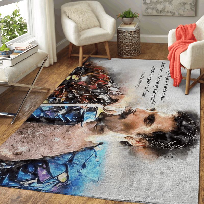 The Rock Band Queen Freddie Mercury Watercolor Area Rug Living Room Rug Home Decor Floor Decor N98