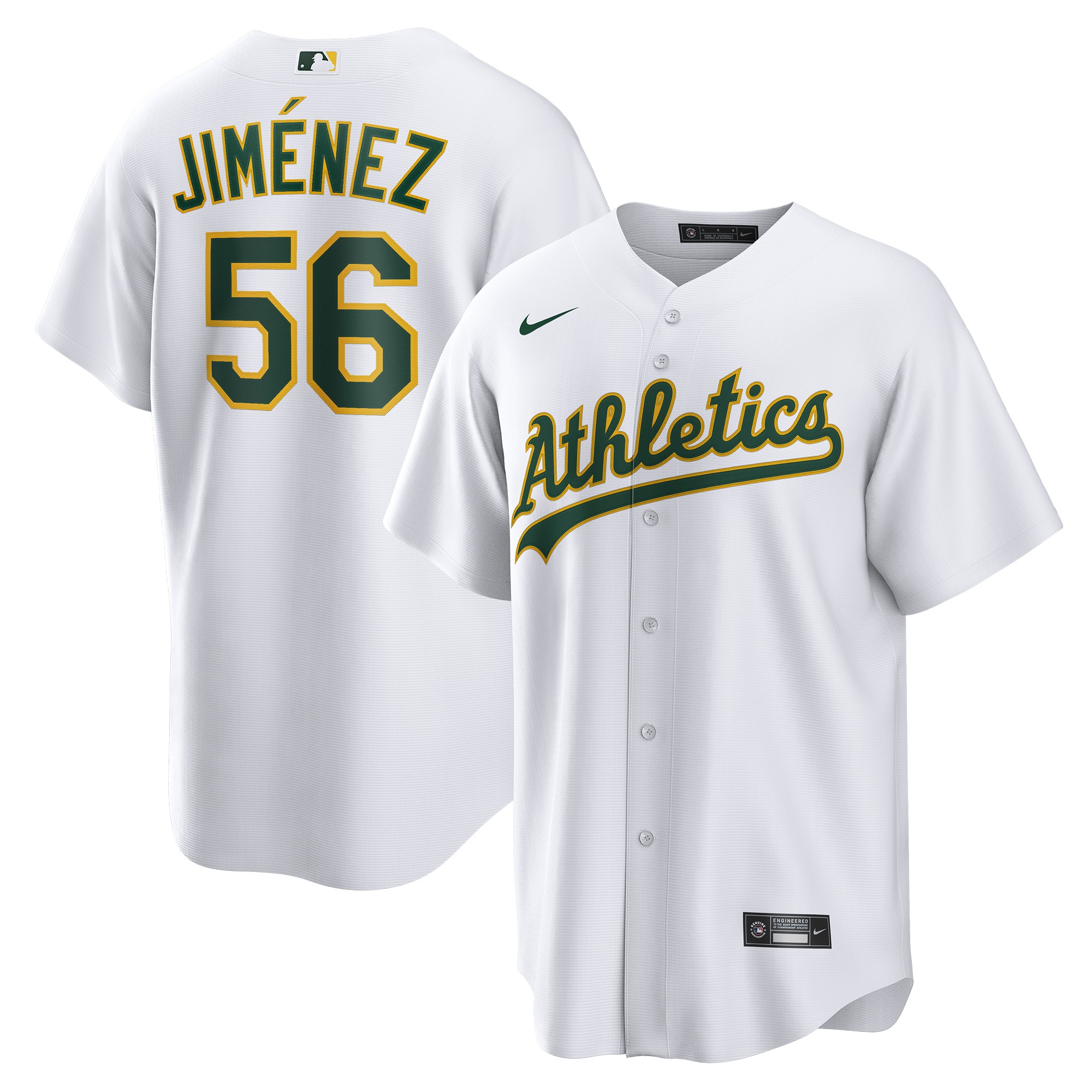 Dany Jiménez Oakland Athletics Home Replica Player Jersey – White