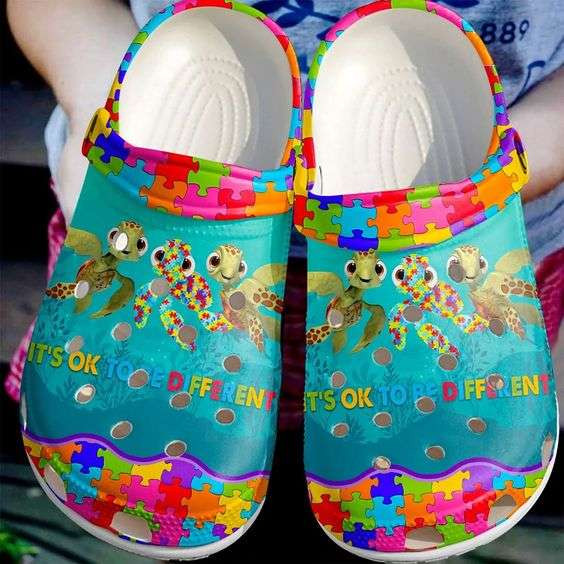 Autism Awareness Day Turtles Its Ok To Be Different Crocss Crocband Clog Shoes For Men Women Kids