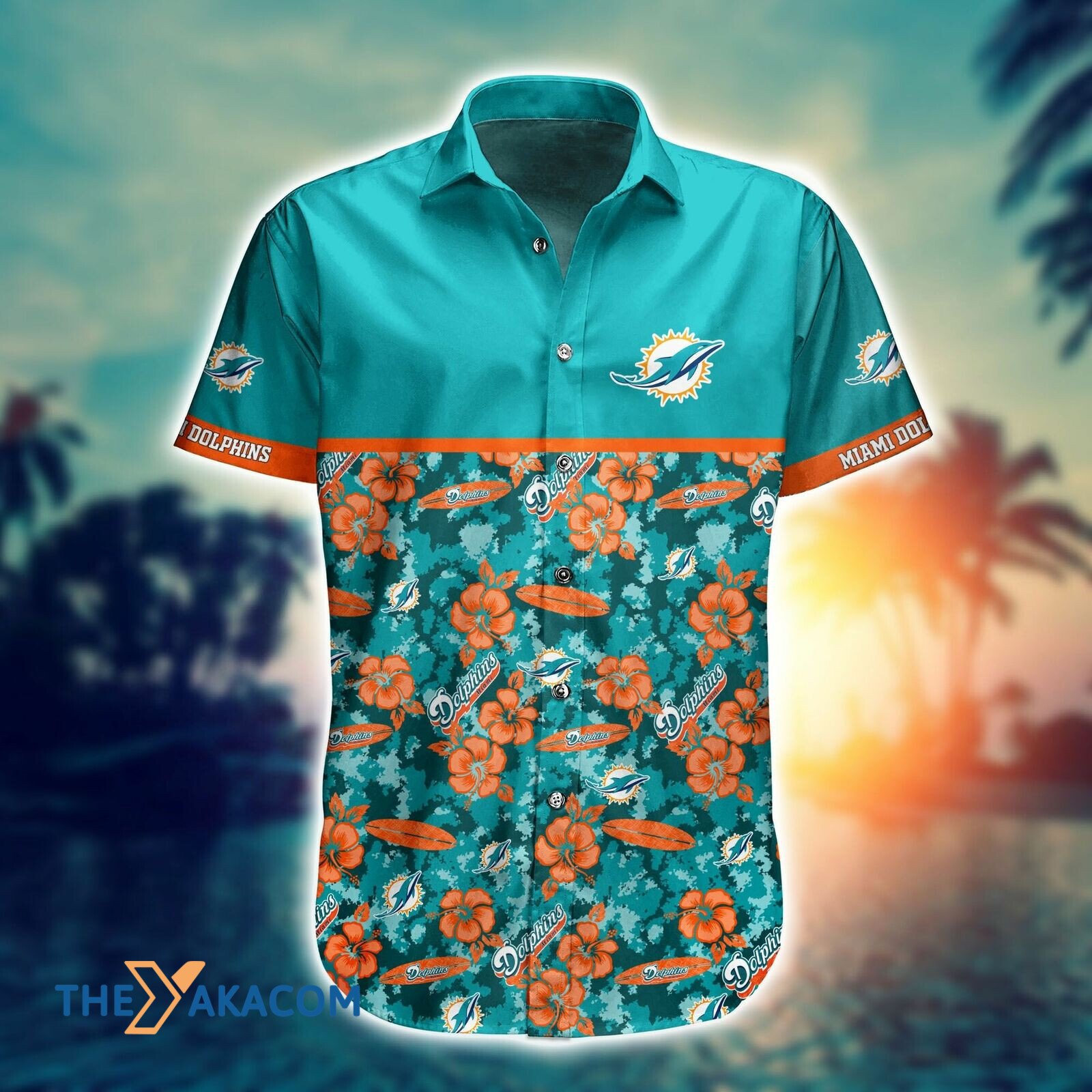 Miami Dolphins Hibiscus For Fan Gift For Fan Short Sleeve Hawaiian Shirt