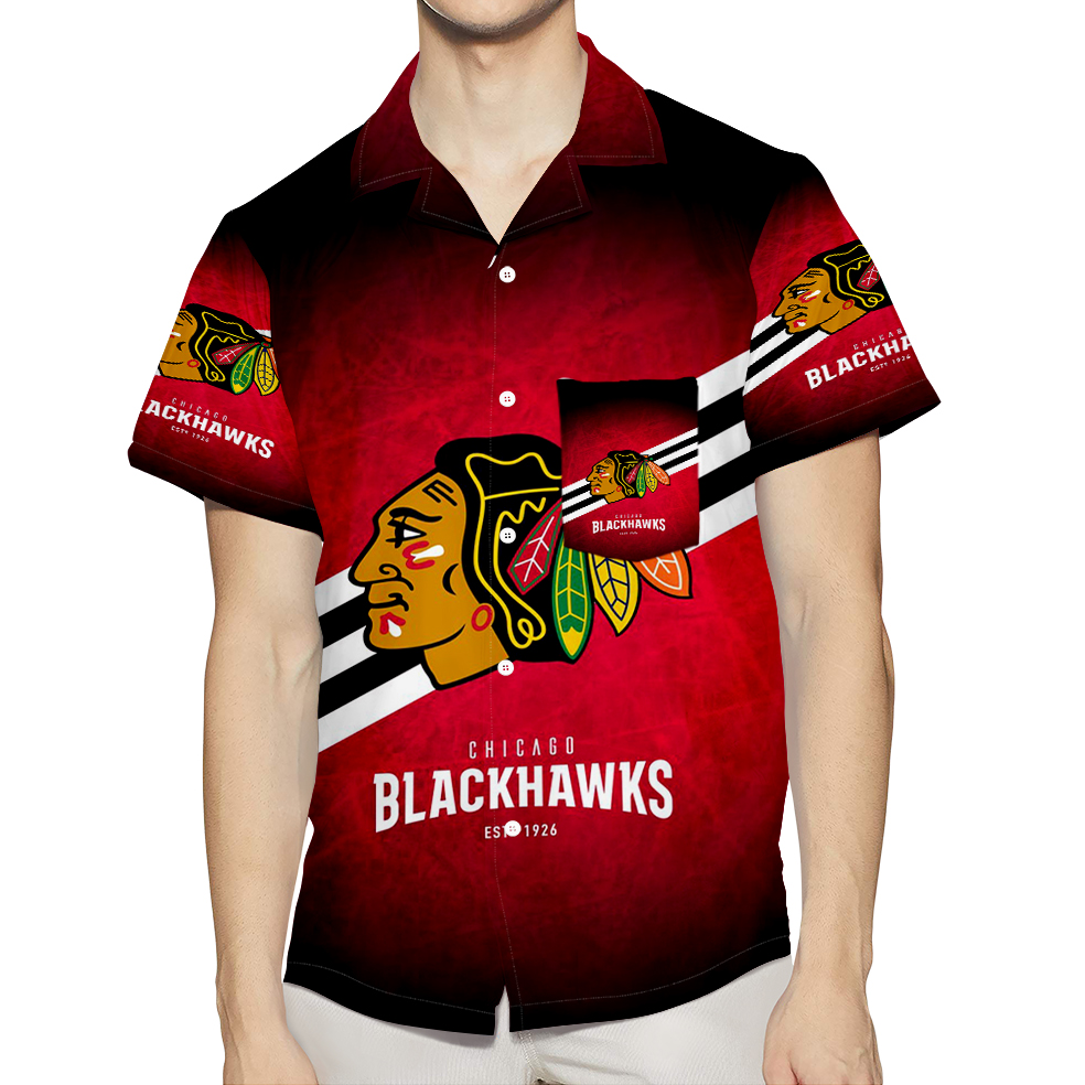 Chicago Blackhawks Est 1926 3D All Over Print Summer Beach Hawaiian Shirt With Pocket