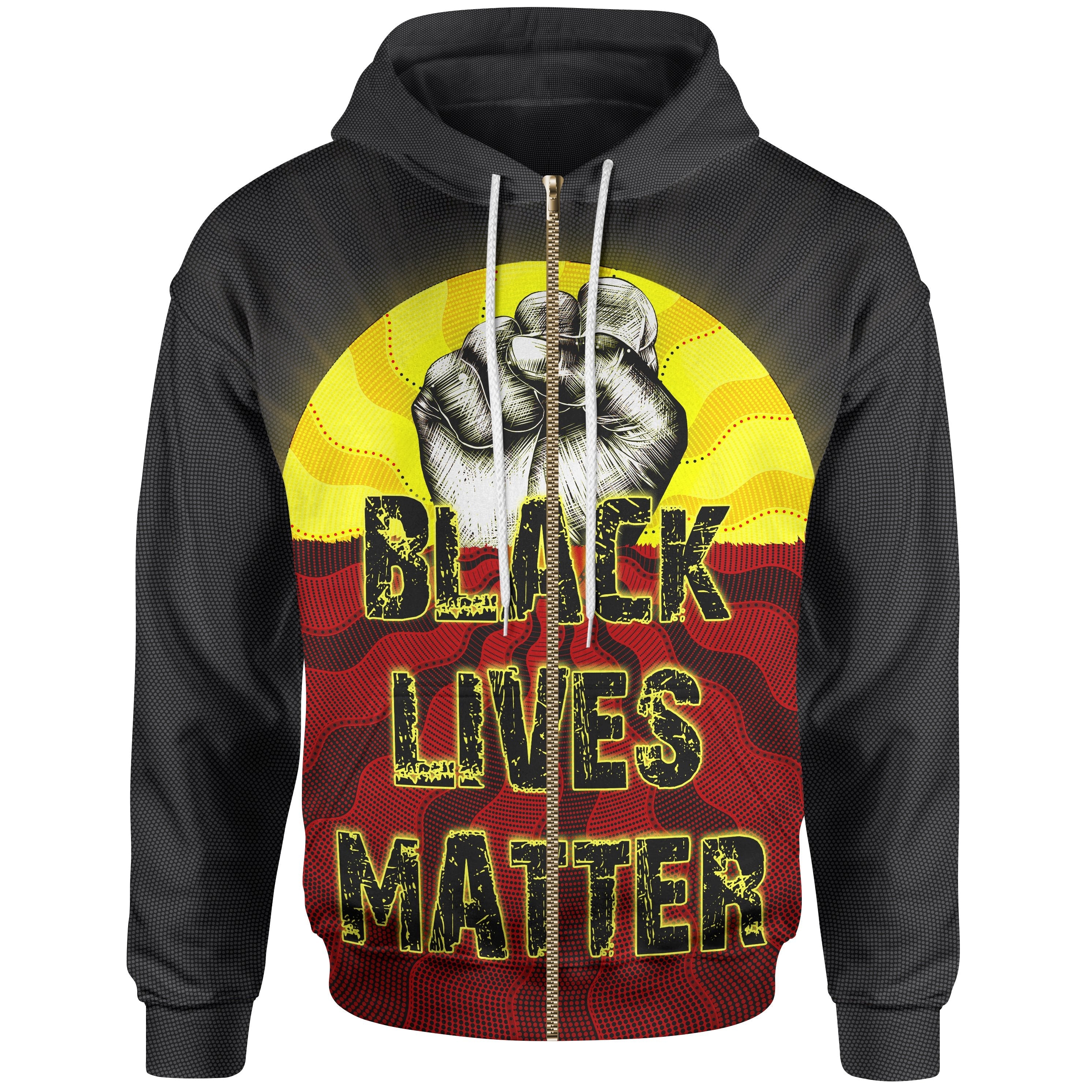 Zip Hoodie – Aboriginal Black Lives Matter Sun Dot Painting